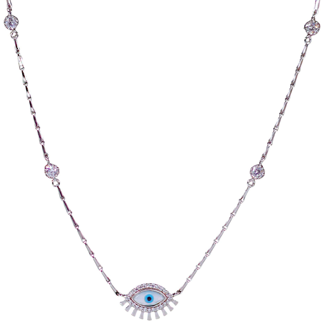925 Sterling Silver Evil Eye Necklace with CZ for Women - Taraash