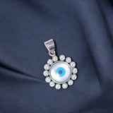 925 Sterling Silver Evil Eye Pendant with Cubic Zirconia For Unisex - Taraash