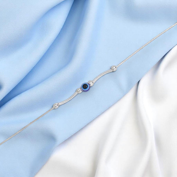 925 Sterling Silver Evil Eye Silver Beads Bracelet For Women - Taraash