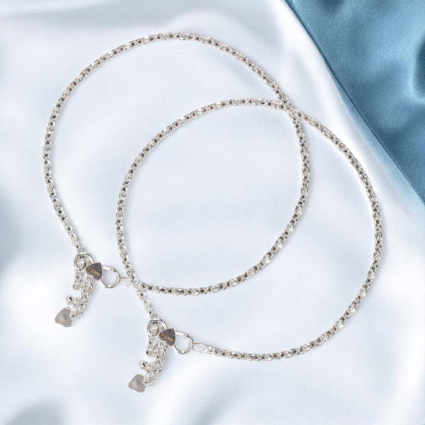 925 Sterling Silver Fancy Chain with Charms Anklet - Taraash