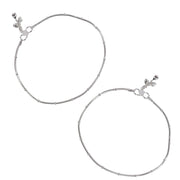 925 Sterling Silver Fancy Plain Chain With Beads Anklet for Women - Taraash