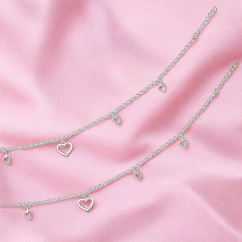 925 Sterling Silver Fashionable Love Anklet with Heart Charm for Women - Taraash