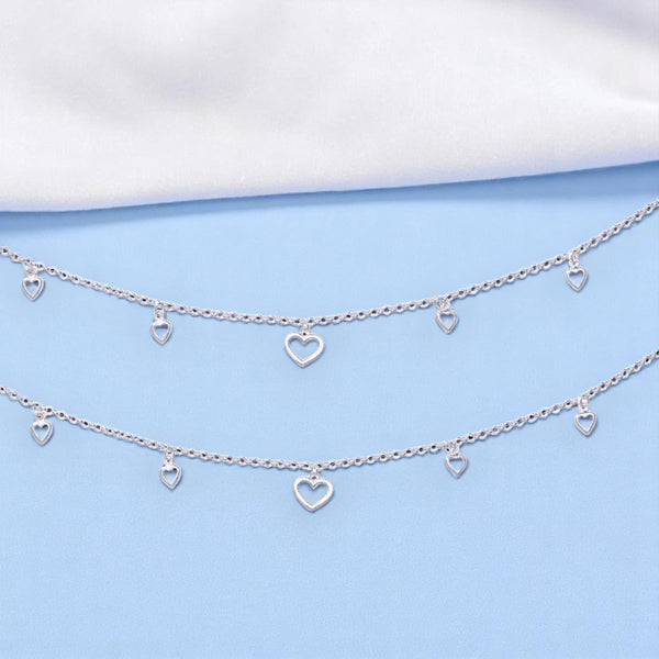 925 Sterling Silver Fashionable Love Anklet with Heart Charm for Women - Taraash