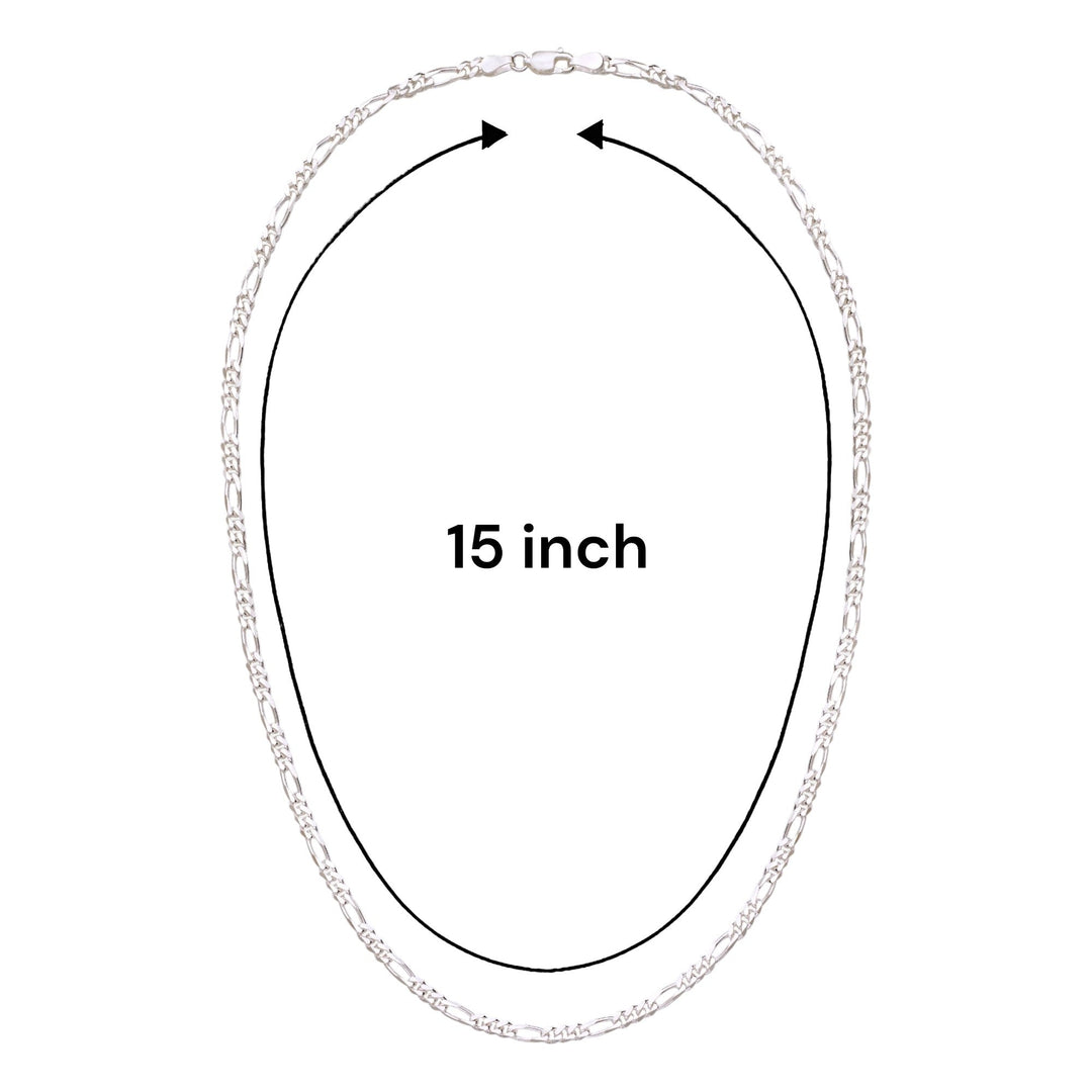 925 Sterling Silver Figaro 15 inch Chain for Kids - Taraash