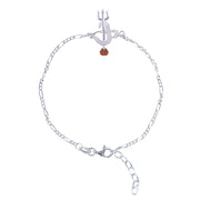 925 Sterling Silver Figaro Chain Om Trishul Rudraksh Rakhi for Brother - Taraash