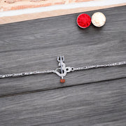 925 Sterling Silver Figaro Chain Om Trishul Rudraksh Rakhi for Brother - Taraash