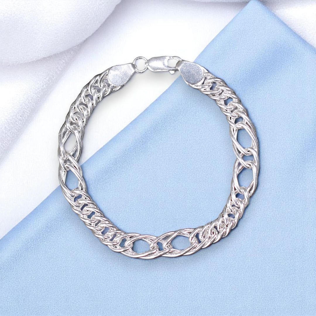 925 Sterling Silver Figaro Chains Bracelet For Mens - Taraash