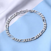 925 Sterling Silver Figaro Cutting Chain Bracelet for Men - Taraash