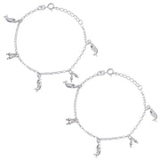 925 Sterling Silver Fish Charm Chain Anklets for Girls - Taraash