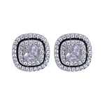 Load image into Gallery viewer, 925 Sterling Silver Flora Black Enamel with CZ Stud Earrings for Women - Taraash
