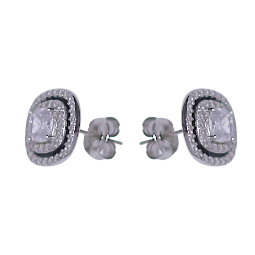 925 Sterling Silver Flora Black Enamel with CZ Stud Earrings for Women - Taraash