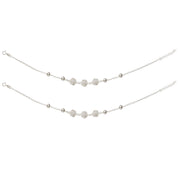 925 Sterling Silver Floral Charm Beaded Anklet for Women - Taraash
