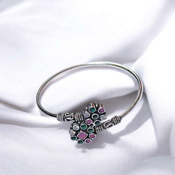 925 Sterling Silver Floral Cluster Women Silver Bangle - Taraash