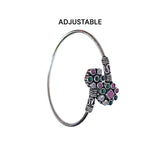 925 Sterling Silver Floral Cluster Women Silver Bangle - Taraash