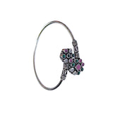 925 Sterling Silver Floral Cluster Women Silver Bangle - Taraash