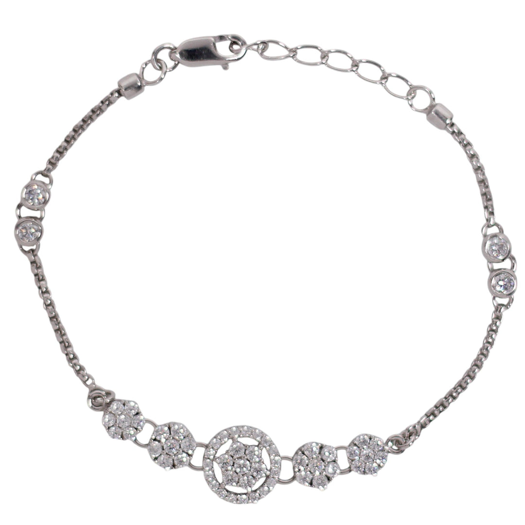 925 Sterling Silver Floral CZ Link Bracelet for Women - Perfect Valentine's Day Gift - Taraash