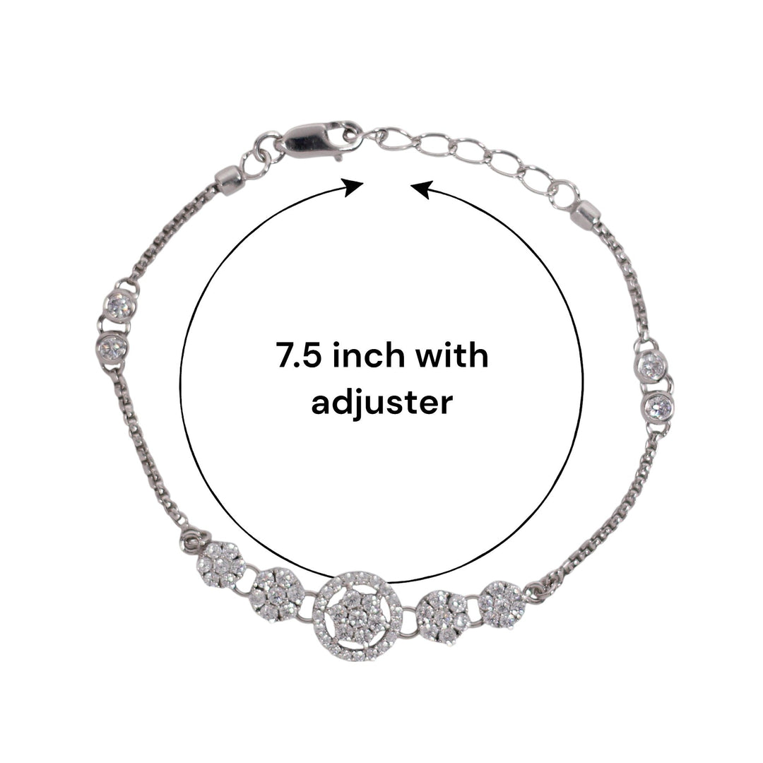 925 Sterling Silver Floral CZ Link Bracelet for Women - Perfect Valentine's Day Gift - Taraash