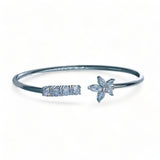 925 Sterling Silver Floral CZ Openable Bangle For Women - Taraash