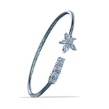 925 Sterling Silver Floral CZ Openable Bangle For Women - Taraash