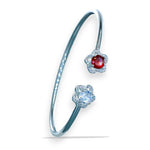 Load image into Gallery viewer, 925 Sterling Silver Floral design Red CZ Bangle For Women - Taraash