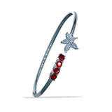 925 Sterling Silver Floral Design Red CZ Bangle For Women - Taraash