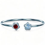 Load image into Gallery viewer, 925 Sterling Silver Floral design Red CZ Bangle For Women - Taraash