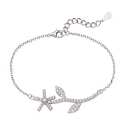 925 Sterling Silver Floral Leaf Link Chain Bracelet for Women - Taraash