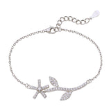 925 Sterling Silver Floral Leaf Link Chain Bracelet for Women - Taraash
