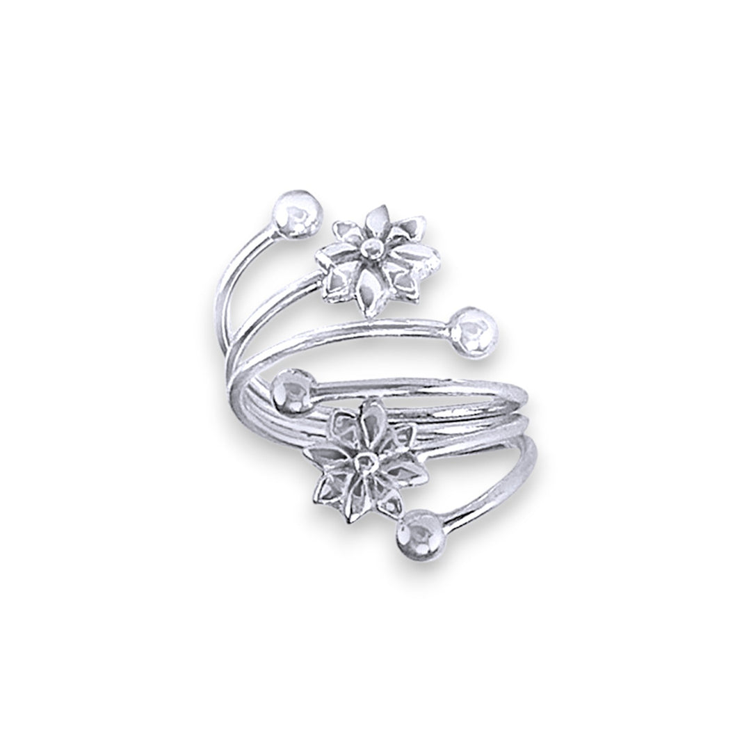 925 Sterling Silver Floral Openable Single Toe Ring for Women - Taraash