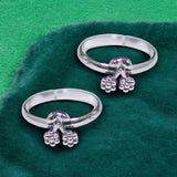 925 Sterling Silver Floral Oxidised Openable Toe Ring for Women - Taraash