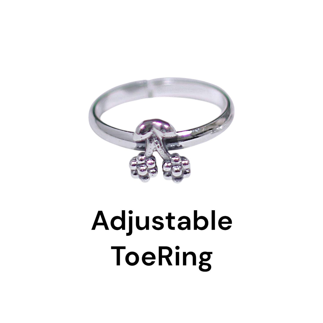925 Sterling Silver Floral Oxidised Openable Toe Ring for Women - Taraash