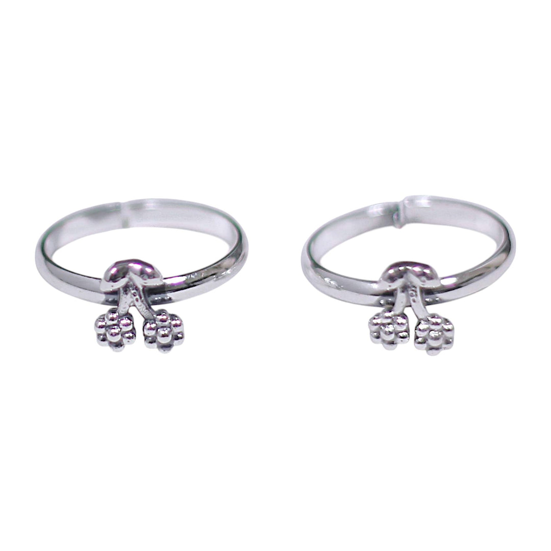 925 Sterling Silver Floral Oxidised Openable Toe Ring for Women - Taraash