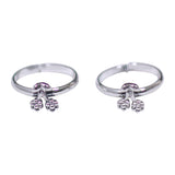925 Sterling Silver Floral Oxidised Openable Toe Ring for Women - Taraash