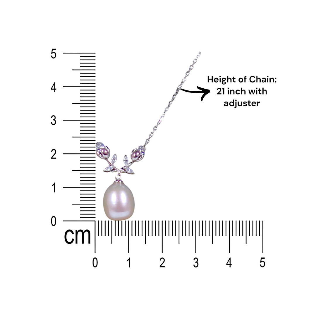 925 Sterling Silver Floral & Pearl Drop CZ Jewelry Set for Women - Taraash