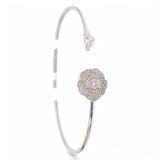 925 Sterling Silver Flower Design With CZ Bangle For Girls/Women - Taraash