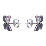 925 Sterling Silver Flower Enamel with CZ Stud Earrings for Women - Taraash