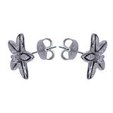 925 Sterling Silver Flower Enamel with CZ Stud Earrings for Women - Taraash