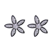 925 Sterling Silver Flower Enamel with CZ Stud Earrings for Women - Taraash