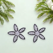 925 Sterling Silver Flower Enamel with CZ Stud Earrings for Women - Taraash