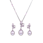 Load image into Gallery viewer, 925 Sterling Silver Flower &amp; Pearl Drop CZ Jewelry Set for Women - Taraash

