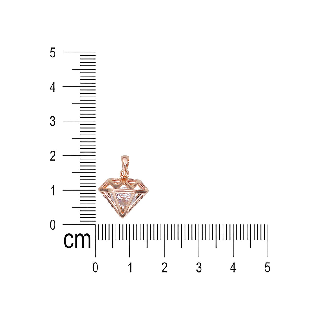925 Sterling Silver Geometric Rose Gold Inverted Pyramid Pendant with CZ for women - Taraash