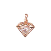 925 Sterling Silver Geometric Rose Gold Inverted Pyramid Pendant with CZ for women - Taraash