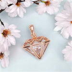 Load image into Gallery viewer, 925 Sterling Silver Geometric Rose Gold Inverted Pyramid Pendant with CZ for women - Taraash
