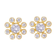 925 Sterling Silver Gold CZ Round Shape Stud Earrings for Women - Taraash