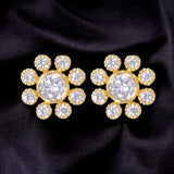 925 Sterling Silver Gold CZ Round Shape Stud Earrings for Women - Taraash