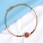 Load image into Gallery viewer, 925 Sterling Silver Gold Plated Black Bead Pink Charm Bracelet for Women - Taraash
