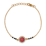 Load image into Gallery viewer, 925 Sterling Silver Gold Plated Black Bead Pink Charm Bracelet for Women - Taraash
