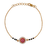 925 Sterling Silver Gold Plated Black Bead Pink Charm Bracelet for Women - Taraash