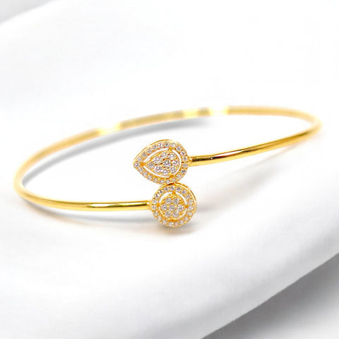925 Sterling Silver Gold Plated CZ Bangle For Girls/Women - Taraash