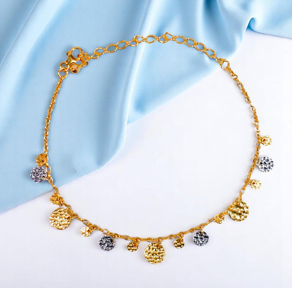 925 Sterling Silver Gold Plated Designer Charm Anklet For Women - Taraash